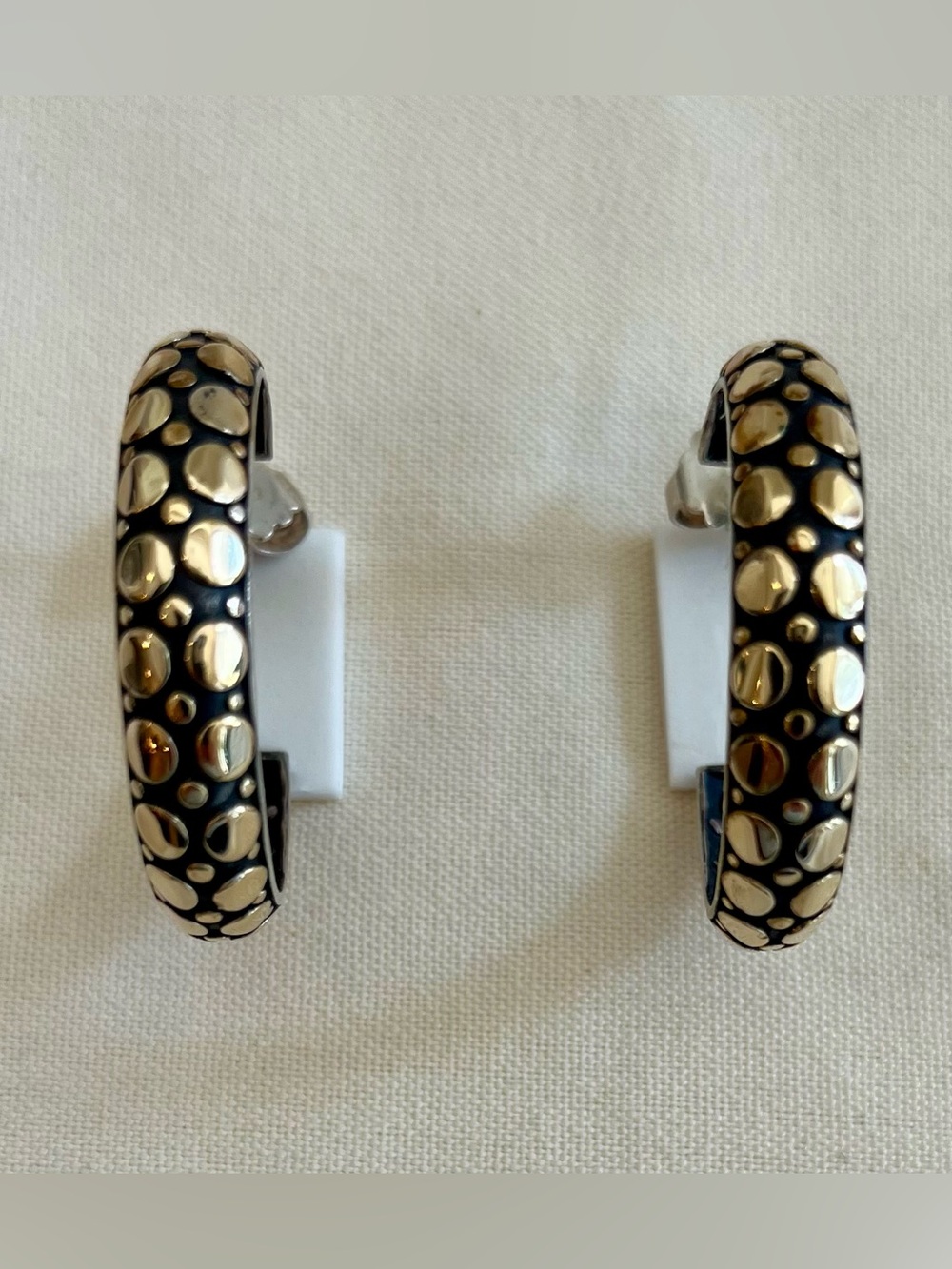 Black and Gold Hoop Earrings - Picture 10 of 16